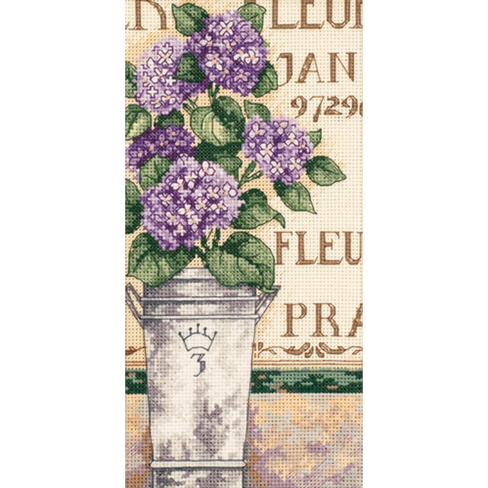 (image for) Gold Petites Hydrangea Floral Counted Cross Stitch Kit
